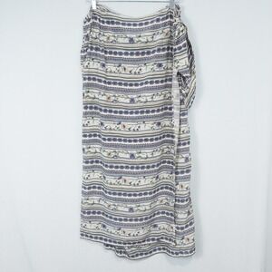 Bridgetown Collection Floral Stripe Silk Wrap Maxi Skirt‎ XL Cottagecore Retro